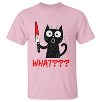 Black Cat Halloween T Shirt What Killer Kitten With Knife - Wonder Print Shop