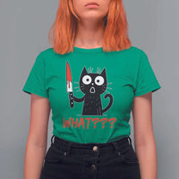Black Cat Halloween T Shirt For Women What Killer Kitten With Knife - Wonder Print Shop