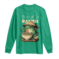 Frog Eating Ramen Long Sleeve Shirt Funny Japanese Food Lover Anime - Wonder Print Shop