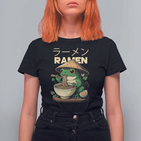 Frog Eating Ramen T Shirt For Women Funny Japanese Food Lover Anime - Wonder Print Shop
