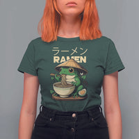Frog Eating Ramen T Shirt For Women Funny Japanese Food Lover Anime - Wonder Print Shop