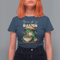 Frog Eating Ramen T Shirt For Women Funny Japanese Food Lover Anime - Wonder Print Shop