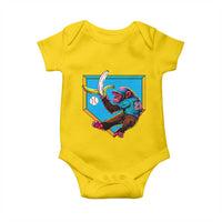 Funny Monkey Playing Baseball With Banana Baby Onesie Sport Humor Gift - Wonder Print Shop