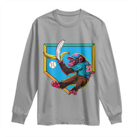 Funny Monkey Playing Baseball With Banana Long Sleeve Shirt Sport Humor Gift - Wonder Print Shop