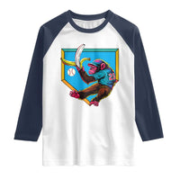 Funny Monkey Playing Baseball With Banana Raglan Shirt Sport Humor Gift - Wonder Print Shop