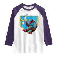 Funny Monkey Playing Baseball With Banana Raglan Shirt Sport Humor Gift - Wonder Print Shop