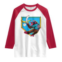 Funny Monkey Playing Baseball With Banana Raglan Shirt Sport Humor Gift - Wonder Print Shop