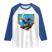 Funny Monkey Playing Baseball With Banana Raglan Shirt Sport Humor Gift - Wonder Print Shop