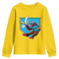 Funny Monkey Playing Baseball With Banana Youth Sweatshirt Sport Humor Gift - Wonder Print Shop