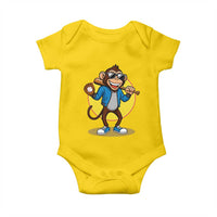 Funny Baseball Baby Onesie Monkey Playing Baseball Sport Humor Gift - Wonder Print Shop