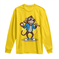 Funny Baseball Long Sleeve Shirt Monkey Playing Baseball Sport Humor Gift - Wonder Print Shop
