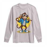 Funny Baseball Long Sleeve Shirt Monkey Playing Baseball Sport Humor Gift - Wonder Print Shop