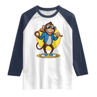 Funny Baseball Raglan Shirt Monkey Playing Baseball Sport Humor Gift - Wonder Print Shop