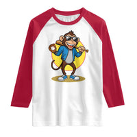 Funny Baseball Raglan Shirt Monkey Playing Baseball Sport Humor Gift - Wonder Print Shop