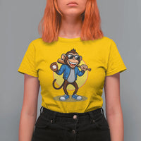 Funny Baseball T Shirt For Women Monkey Playing Baseball Sport Humor Gift - Wonder Print Shop