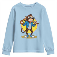 Funny Baseball Youth Sweatshirt Monkey Playing Baseball Sport Humor Gift - Wonder Print Shop