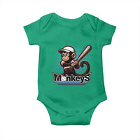 Funny Chimpanzee Swinging Bat Baseball Baby Onesie Sport Humor Gift - Wonder Print Shop