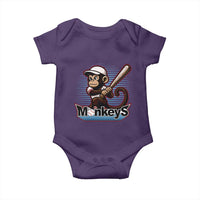 Funny Chimpanzee Swinging Bat Baseball Baby Onesie Sport Humor Gift - Wonder Print Shop