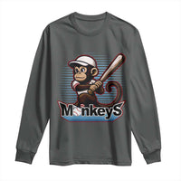 Funny Chimpanzee Swinging Bat Baseball Long Sleeve Shirt Sport Humor Gift - Wonder Print Shop