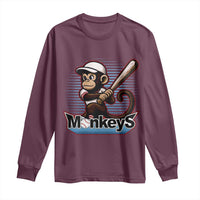 Funny Chimpanzee Swinging Bat Baseball Long Sleeve Shirt Sport Humor Gift - Wonder Print Shop