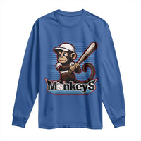 Funny Chimpanzee Swinging Bat Baseball Long Sleeve Shirt Sport Humor Gift - Wonder Print Shop