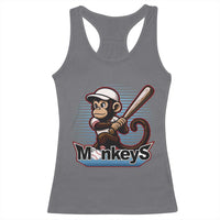 Funny Chimpanzee Swinging Bat Baseball Racerback Tank Top Sport Humor Gift - Wonder Print Shop