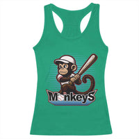 Funny Chimpanzee Swinging Bat Baseball Racerback Tank Top Sport Humor Gift - Wonder Print Shop