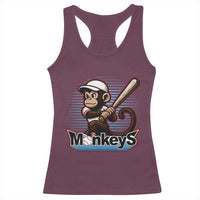 Funny Chimpanzee Swinging Bat Baseball Racerback Tank Top Sport Humor Gift - Wonder Print Shop