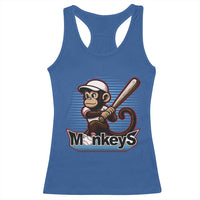 Funny Chimpanzee Swinging Bat Baseball Racerback Tank Top Sport Humor Gift - Wonder Print Shop