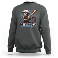 Funny Chimpanzee Swinging Bat Baseball Sweatshirt Sport Humor Gift - Wonder Print Shop