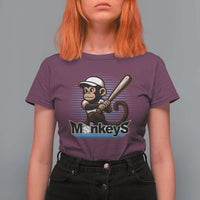 Funny Chimpanzee Swinging Bat Baseball T Shirt For Women Sport Humor Gift - Wonder Print Shop