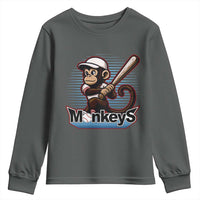 Funny Chimpanzee Swinging Bat Baseball Youth Sweatshirt Sport Humor Gift - Wonder Print Shop