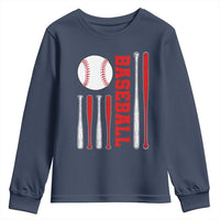 Patriotic Baseball American Flag Youth Sweatshirt Sports Lover Gift - Wonder Print Shop