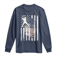 Patriotic Baseball Lover Long Sleeve Shirt USA American Flag Gift - Wonder Print Shop