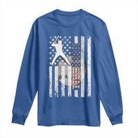 Patriotic Baseball Lover Long Sleeve Shirt USA American Flag Gift - Wonder Print Shop