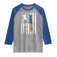 Patriotic Baseball Lover Raglan Shirt USA American Flag Gift - Wonder Print Shop