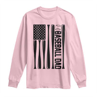 Baseball Dad Patriotic Long Sleeve Shirt USA American Flag Gift - Wonder Print Shop