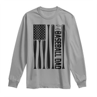Baseball Dad Patriotic Long Sleeve Shirt USA American Flag Gift - Wonder Print Shop