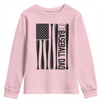 Baseball Dad Patriotic Youth Sweatshirt USA American Flag Gift - Wonder Print Shop