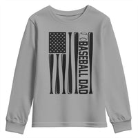 Baseball Dad Patriotic Youth Sweatshirt USA American Flag Gift - Wonder Print Shop