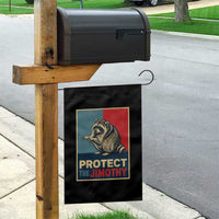 Protect The Jimothy Garden Flag Funny Retro Trash Panda Animal Lover Meme