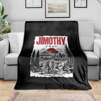 Jimothy The Raccoon Throw Blanket Seattle Skyline Mount Rainier Japanese Retro Vintage Art