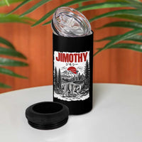 Jimothy The Raccoon 4 in 1 Can Cooler Tumbler Seattle Skyline Mount Rainier Japanese Retro Vintage Art