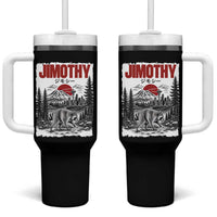 Jimothy The Raccoon Tumbler With Handle Seattle Skyline Mount Rainier Japanese Retro Vintage Art