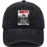 Jimothy The Raccoon Washed Cotton Baseball Cap Seattle Skyline Mount Rainier Japanese Retro Vintage Art