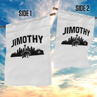 Jimothy The Raccoon Garden Flag Seattle Space Needle Mount Rainier Landscape Art