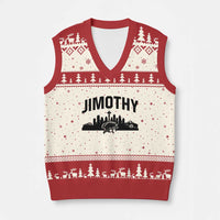 Jimothy The Raccoon V-Neck Knit Sweater Vest Seattle Space Needle Mount Rainier Landscape Art