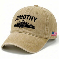 Jimothy The Raccoon Washed Cotton Baseball Cap Seattle Space Needle Mount Rainier Landscape Art