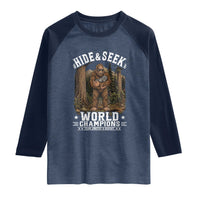 Bigfoot Jimothy The Raccoon Cryptid Animal Friendship Raglan Shirt Hide And Seek World Champions