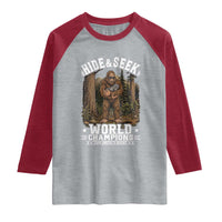 Bigfoot Jimothy The Raccoon Cryptid Animal Friendship Raglan Shirt Hide And Seek World Champions
